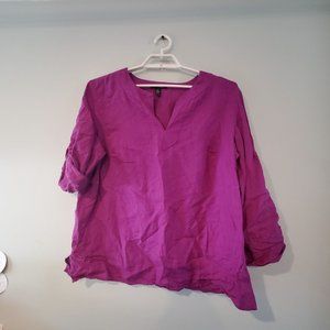 Ralph Lauren shirt womens 2X 100% linen purple roll tab sleeves